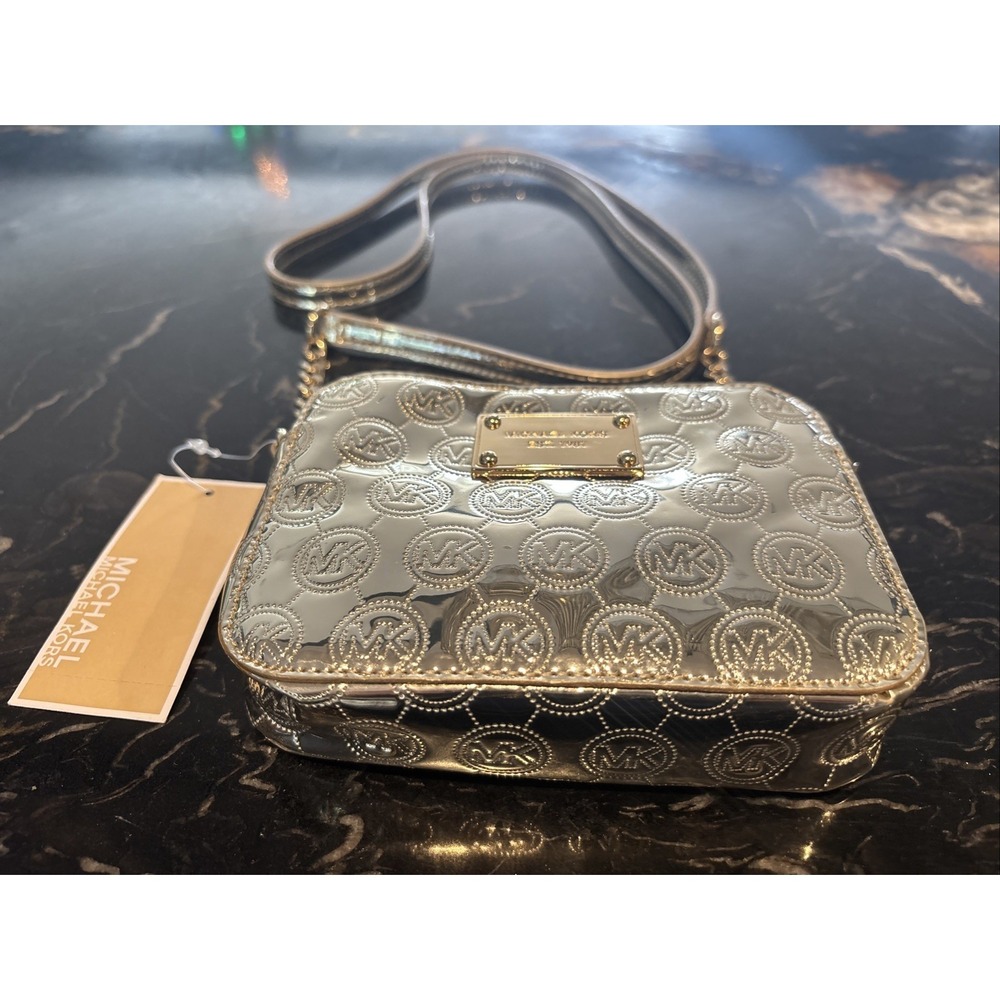 Michael Kors Jet Set Small Crossbody Shoulder Bag Pale Gold Chain - Picture 5 of 12